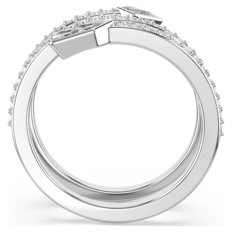 Idyllia motif ringMixed cuts, Arrow, White, Rhodium plated